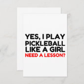 Speel Pickleball als een meisje dat les nodig heef Bedankkaart (Voorkant / Achterkant)