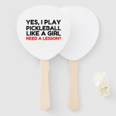 Speel Pickleball als een meisje dat les nodig heef Handwaaier (Voorkant en achterkant)