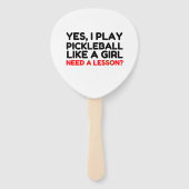 Speel Pickleball als een meisje dat les nodig heef Handwaaier (Voorkant)