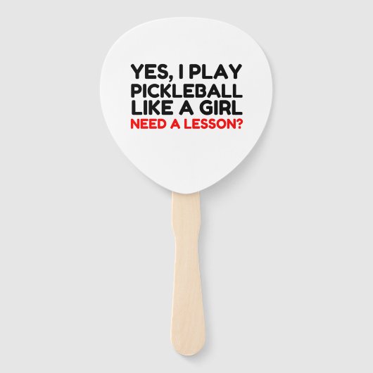 Speel Pickleball als een meisje dat les nodig heef Handwaaier (Voorkant)