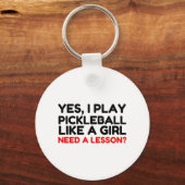 Speel Pickleball als een meisje dat les nodig heef Sleutelhanger (Voorkant)