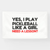 Speel Pickleball als een meisje dat les nodig heef Spandoek (Horizontaal)