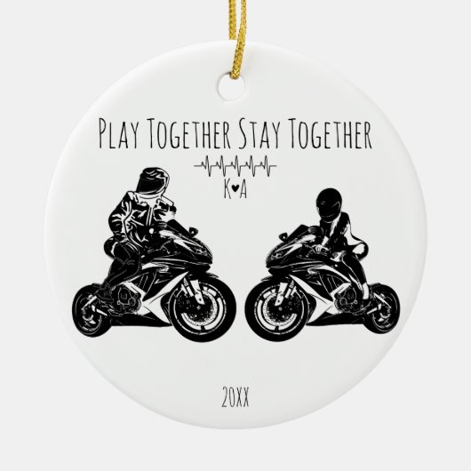Speel Samen...Persoonlijke Motorfiets Keramisch Ornament (Voorkant)