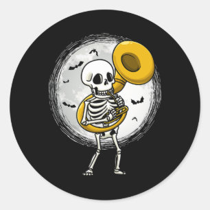 Speel Sousaphone Tuba Instrument Halloween Band Ronde Sticker