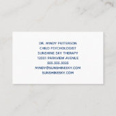 Speel therapie met kinderpsycholoog Speelgoedtraan Visitekaartje (Achterkant)