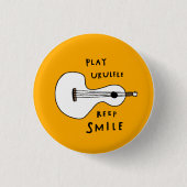 Speel ukulele, hou je glimlachen ronde button 3,2 cm (Voorkant)