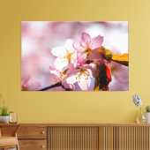 Speel van zonlicht en schaduw op Sakura bloemblaad Canvas Afdruk (Insitu (Woonkamer))