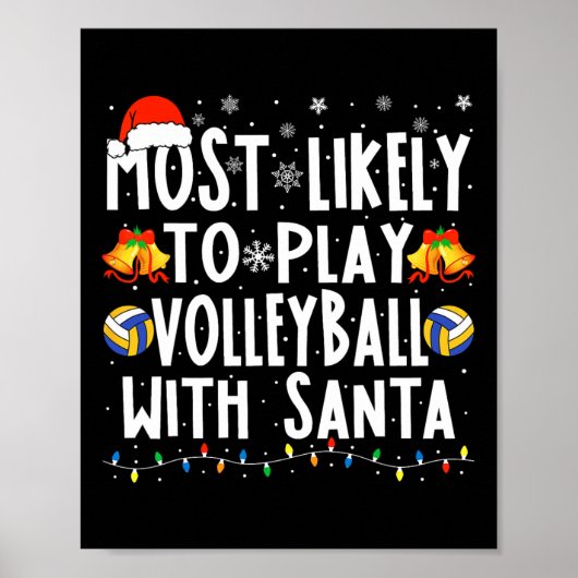 Speel waarschijnlijk volleybal met Santa Christmas Poster (Voorkant)