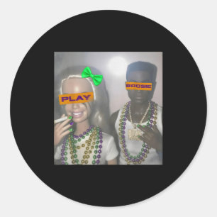 Speel wat boosie mardi gras kralen new orleans ronde sticker