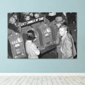  speelautomaten - Las Vegas 1940 Canvas Afdruk (Insitu (Houten vloer))