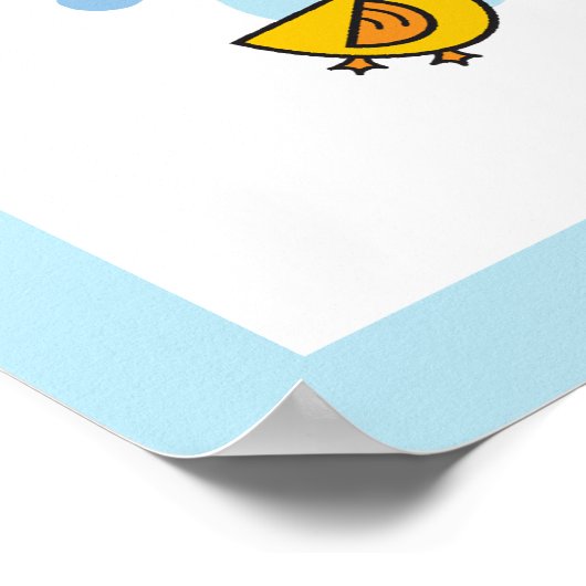 Speelbare Baby Blauwe Monogram Nursery Wall Art Poster (Hoek)