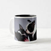 Speelbare Boston Terriers Tweekleurige Koffiemok (Voorkant links)