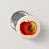 Speelbare Button met vrolijke worm in Red Apple Fu (Voorkant /achterkant)