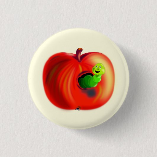 Speelbare Button met vrolijke worm in Red Apple Fu (Voorkant)