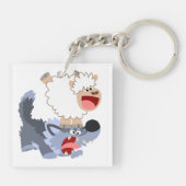 Speelbare Cartoon Sheep en Wolf AcrylSleutelhanger Sleutelhanger (Achterkant)