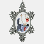 Speelbare Cartoon Sheep en Wolf Pewter Ornament (Links)