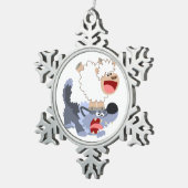 Speelbare Cartoon Sheep en Wolf Pewter Ornament (Rechts)