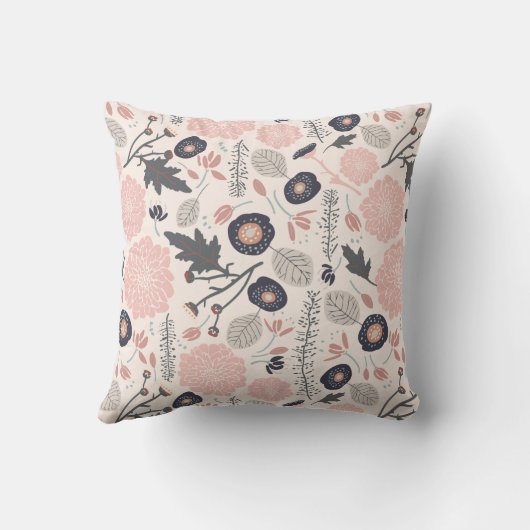 Speelbare gesleepte bloemen roze roze met Initiaal Kussen (Achterkant)