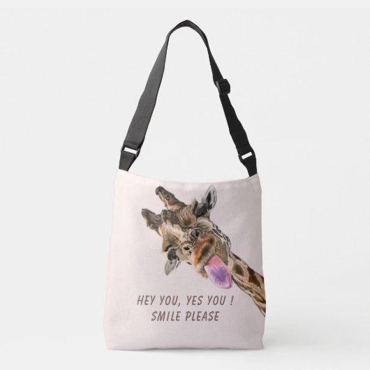 Speelbare Giraffe met Tongue Out Crossbody Bag Crossbody Tas (Voorkant)