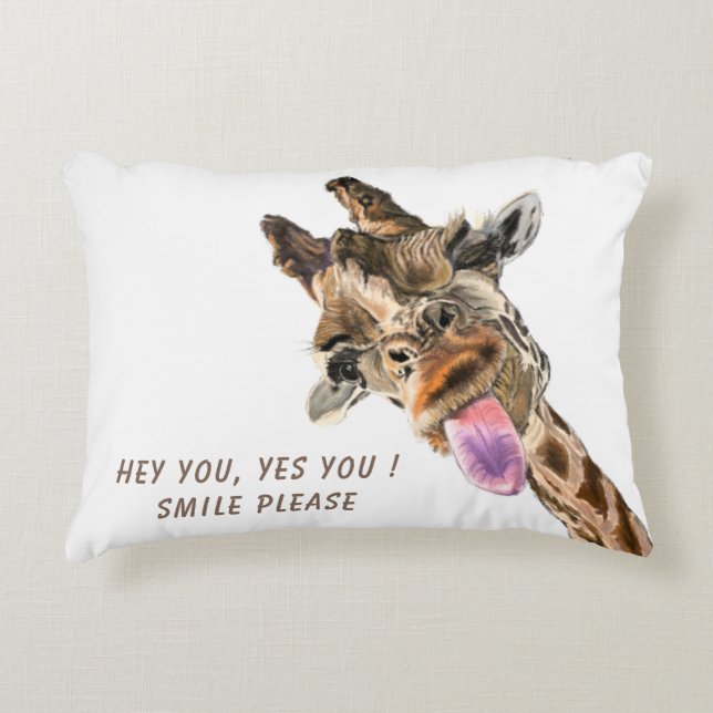Speelbare Giraffe Tongue Out Accent Pillow - Smile Accent Kussen (Voorkant)