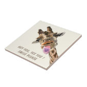 Speelbare Giraffe Tongue Out Ceramic Tile Smile Tegeltje (Zijkant)
