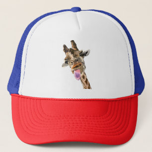 Speelbare Giraffe Tongue Out Trucker Hat Smile Pet