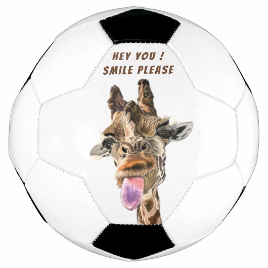 Speelbare Giraffe Tongue Out Voetbal Smile (Voorkant)