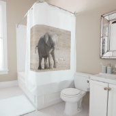Speelbare jonge olifant douchegordijn (In situ)