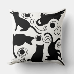 Speelbare katten en garen Silhouettes Kussen