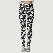 Speelbare katten en witte zilhouetten leggings (Voorkant)