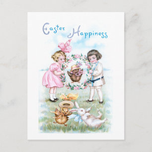 Speelbare  kinderen, paashaas, kippen briefkaart