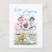 Speelbare  kinderen, paashaas, kippen briefkaart (Voorkant)