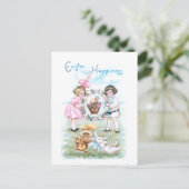 Speelbare  kinderen, paashaas, kippen briefkaart (Staand voorkant)