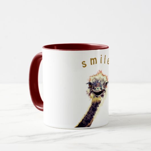 Speelbare Mok met Happy Ostrich - glimlach (Voorkant links)