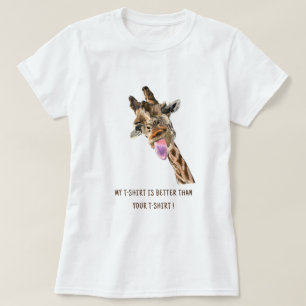 Speelbare T-Shirt Giraffe Tongue Out Funny Jouw te