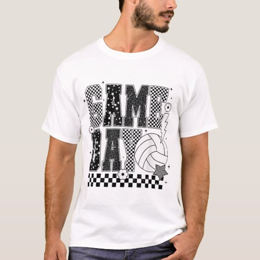 Speeldag volleybal geruit t-shirt (Voorkant)