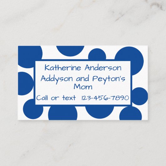 Speeldatum Blue Polka Dot Visitekaartje (Achterkant)