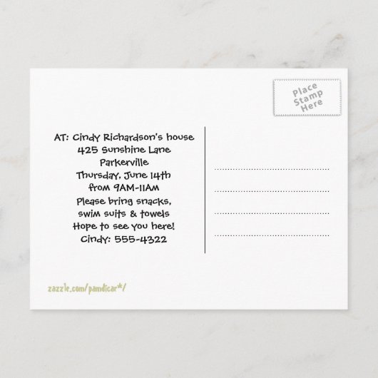 Speeldatum Tyre Swing Invitation Briefkaart (Achterkant)