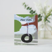 Speeldatum Tyre Swing Invitation Briefkaart (Staand voorkant)