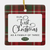 Speelde Eerste Kerstfoto Familie Kerstmis Keramisch Ornament (Voorkant)