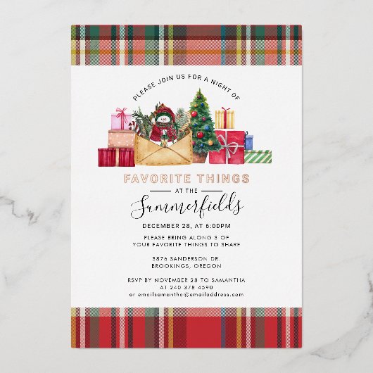 Speelde Favoriete Dingen Kerst Rustiek Folie Feestdagenkaart (Voorkant)