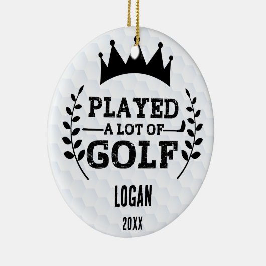 Speelde veel Golf & Custom Name Keramisch Ornament (Rechts)