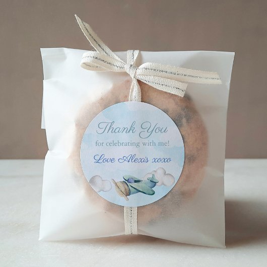 Speelgoed Airplane Travel Baby shower Verjaardag B Ronde Sticker