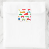 speelgoed auto patroon - auto illustratie vierkante sticker (Tas)