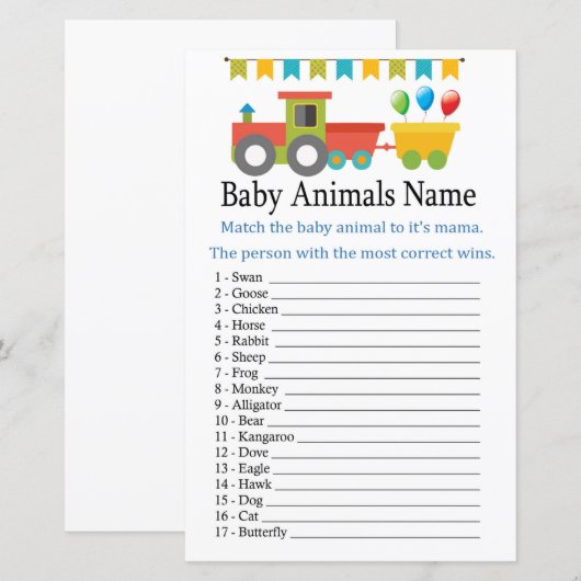 Speelgoed Baby Dieren Naam Game (Voorkant / Achterkant)