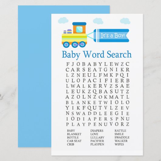 Speelgoed Baby shower Word Search Game (Voorkant / Achterkant)