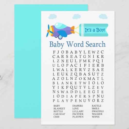 Speelgoed Baby shower Word Search Game (Voorkant / Achterkant)