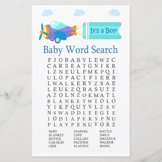 Speelgoed Baby shower Word Search Game (Voorkant)