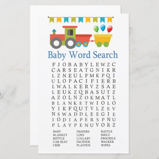 Speelgoed Baby shower Word Search Game (Voorkant / Achterkant)