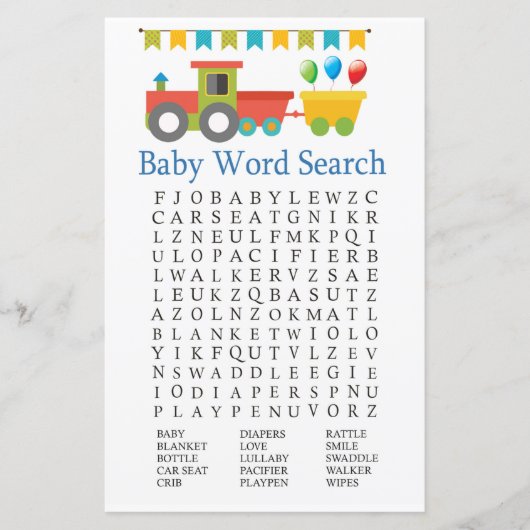 Speelgoed Baby shower Word Search Game (Voorkant)